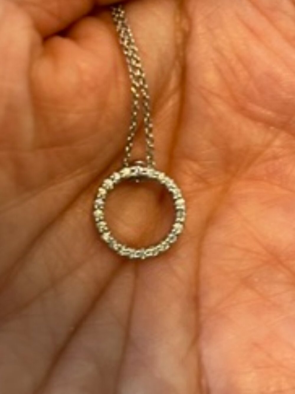 Roberto Coin Tiny Treasures Diamond Circle Necklace- White Gold